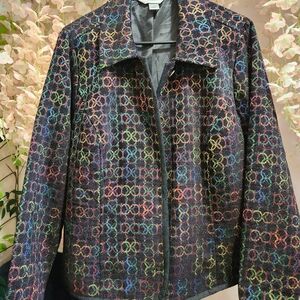 CJ Banks Black Blazer with Artistic Design